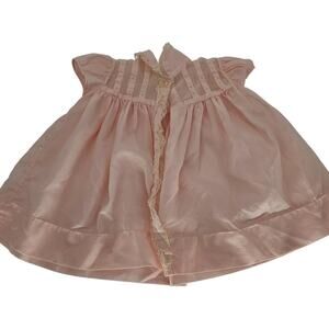 Vintage 1960s Jackie Tate 6-9 mo. Infant Dress Pink Floral Lace